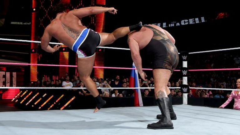 Rusev cracks Big Show with a vicious kick to the head