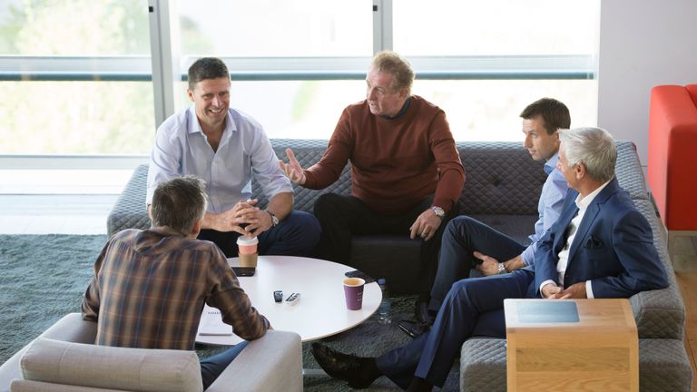 Alan Smith discusses the crucial forthcoming European Qualifiers with (clockwise from top) Niall Quinn, Gerry Armstrong, Neil McCann and Ian Rush