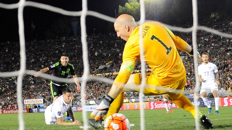 Brad Guzan is beaten in USA's defeat to Mexico