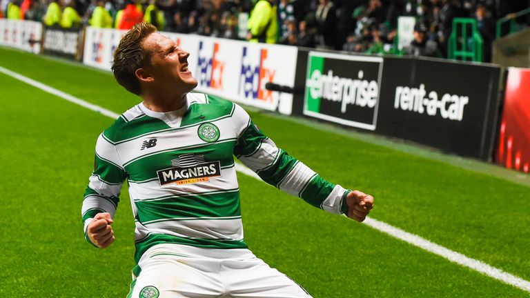 Celtic's Kris Commons shows his emotion after doubling the home side's lead