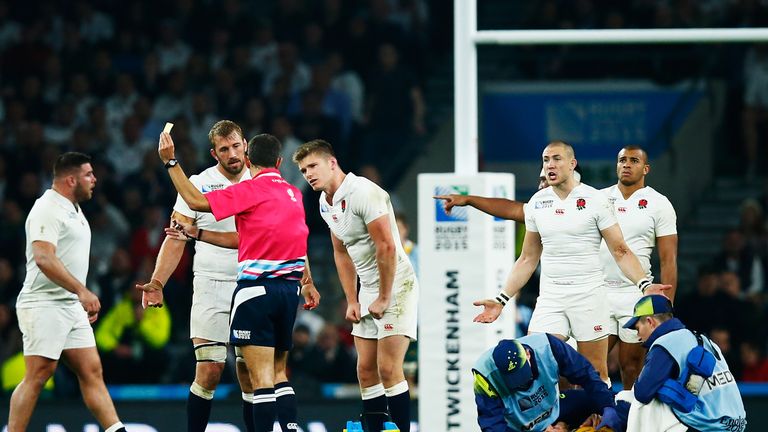 England players protest after Owen Farrell was shown a yellow card