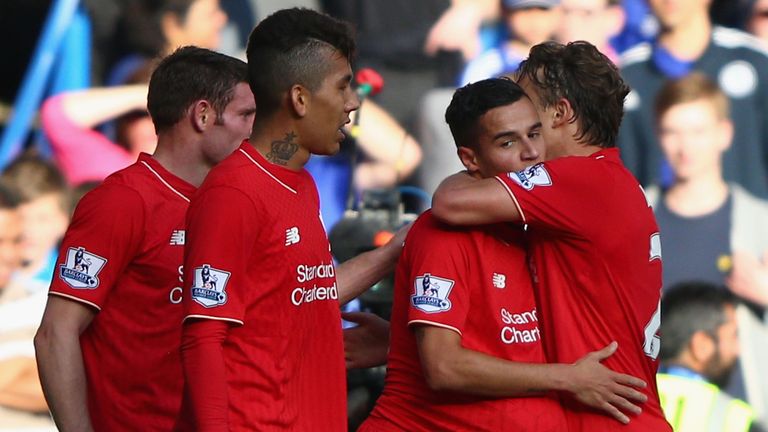 Philippe Coutinho of Liverpool celebrates