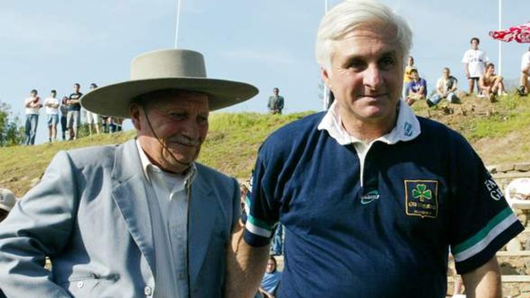 A 2002 image of Roberto Canessa (R) with Sergio Catalan - who found the men