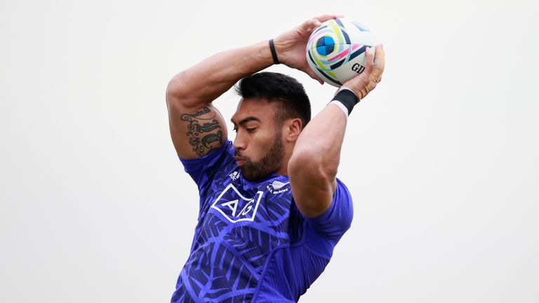 Victor Vito takes a lineout ball in practice - will he provide enough cover for the All Blacks in the set piece?