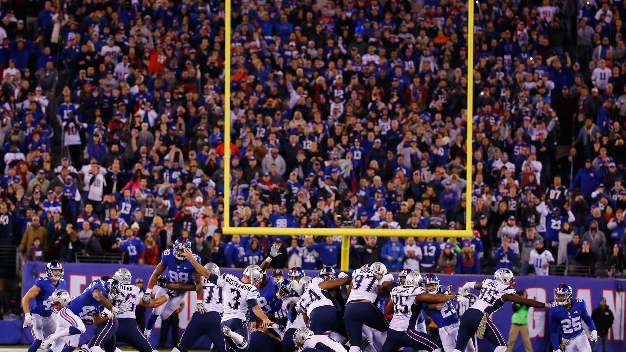 New England Patriots' Stephen Gostkowski reacts during the second half of  the NFL Super Bowl 51 football game against the Atlanta Falcons Sunday,  Feb. 5, 2017, in Houston. (AP Photo/Jae C. Hong)