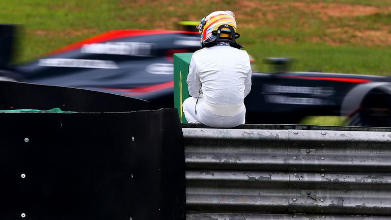 Alonso spent plenty of time stranded at the side of tracks in 2015