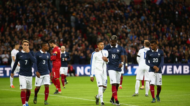 England's Jesse Lingard and France's Paul Pogba reunited at Wembley