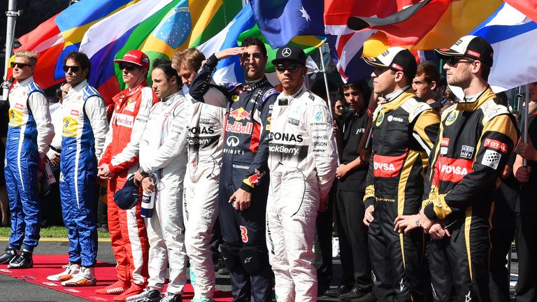Ready to start: The drivers line up on the grid at Melbourne on March 15 for the first race of the new season - Picture by Keith Sutton, Sutton Images