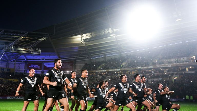 New Zealand perform the Haka at the KC Stadium