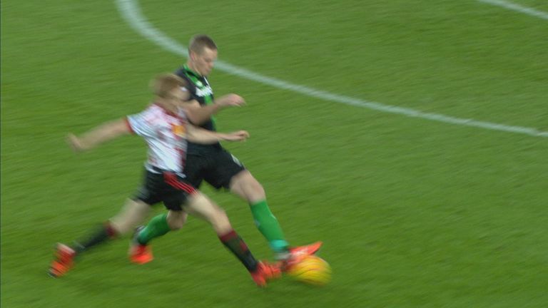 Stoke's Ryan Shawcross is sent off for two yellow card offences against Sunderland