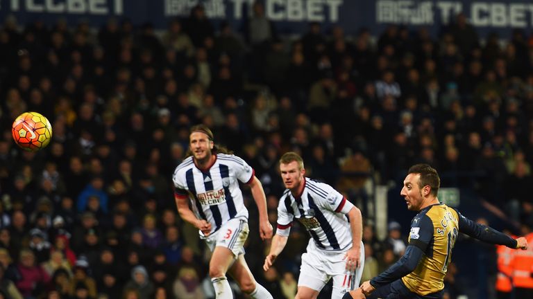 Santi Cazorla misses a chance from the spot to level for Arsenal at West Brom last weekend