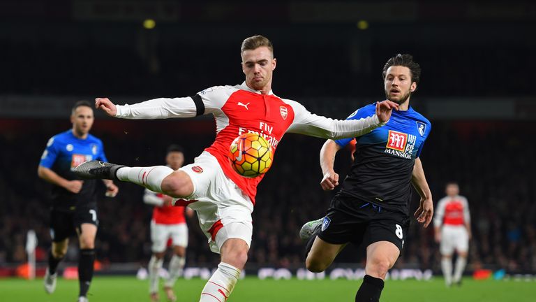 Calum Chambers and Harry Arter of Bournemouth compete for the ball