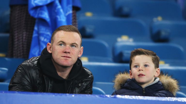 Wayne Rooney and son Kai were in attendance at Goodison to watch the England captain's former club in action