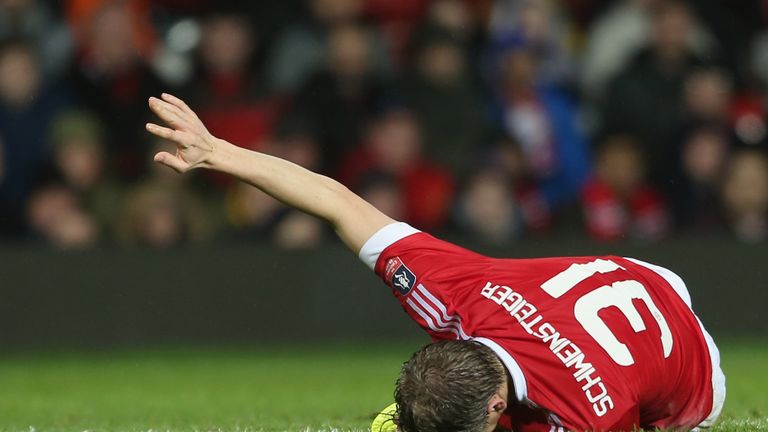 Schweinsteiger was injured during the FA Cup match between Manchester United and Sheffield United