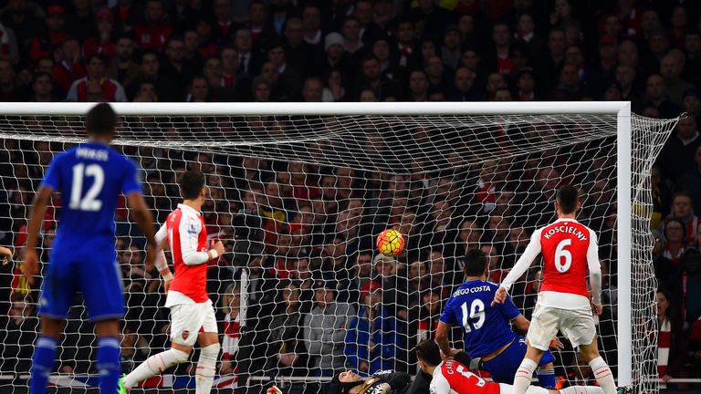 Diego Costa finishes at the near post