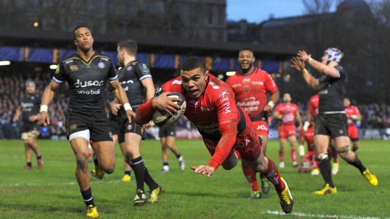 Toulon wing Bryan Habana crosses for the winning try against Bath