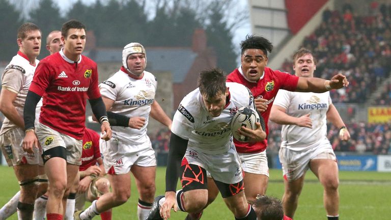 Ulster full-back Louis Ludik scores the game's only try