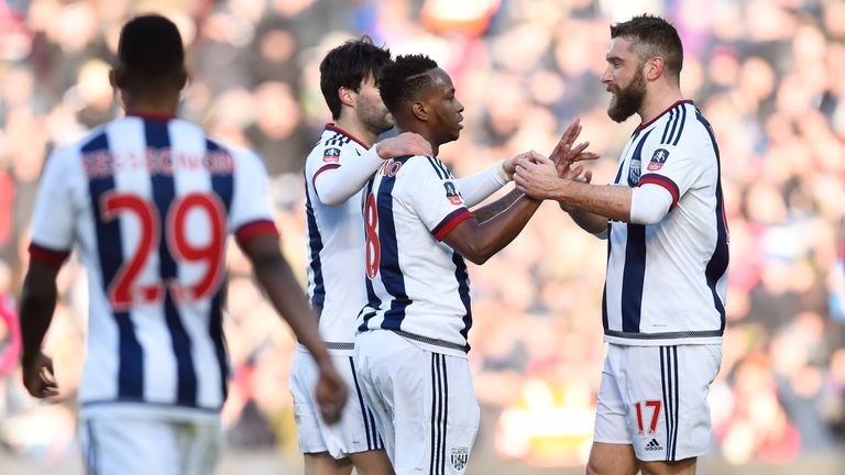 Berahino (middle) scored twice in the 2-2 draw with Peterborough
