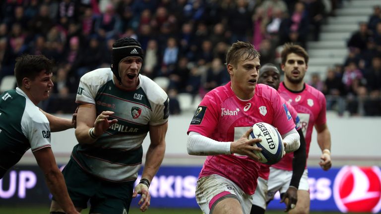 Fly-half Jules Plisson (with the ball) played a starring role as Stade Francais beat Leicester Tigers in Paris