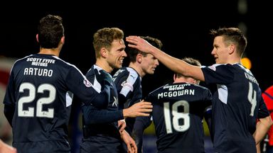 Image of Greg Stewart (second from left) scored a double as Dundee progressed
