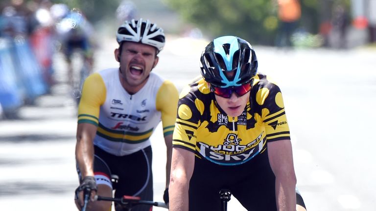 Chris Froome finished fourth on stage two of the Herald Sun Tour, just ahead of Jack Bobridge