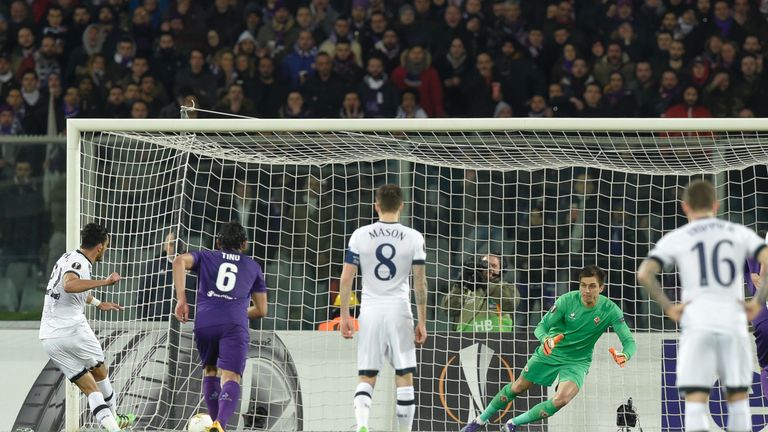 Nacer Chadli slides home the opening goal from the spot