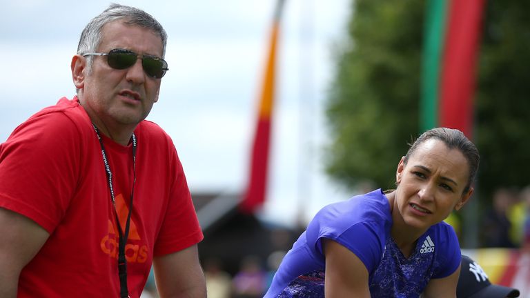 Coach Toni Minichiello with Olympic champion Jessica Ennis-Hill 