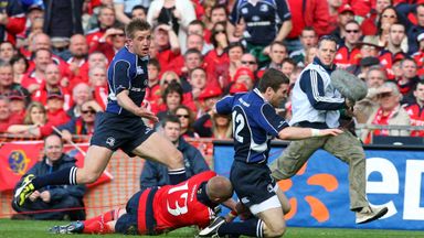 Gordon D'Arcy crosses in Croke Park during the 2009 European Cup semi-final 