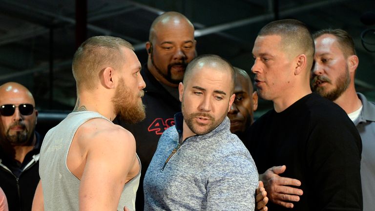 McGregor (left) and Diaz have traded shots in the pre-fight build-up