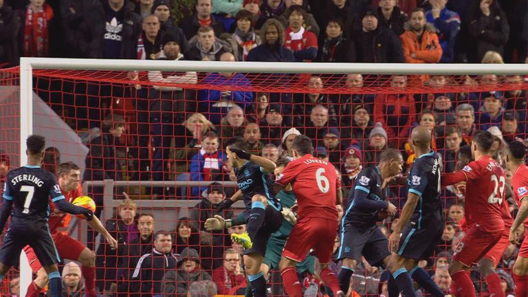 Did James Milner handle Aguero's header off the line?