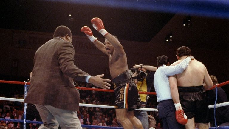 Ray Mercer celebrates stopping Francesco Damiani