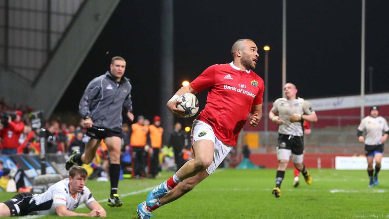 Simon Zebo scored two second-half tries in Munster's mauling of Zebre