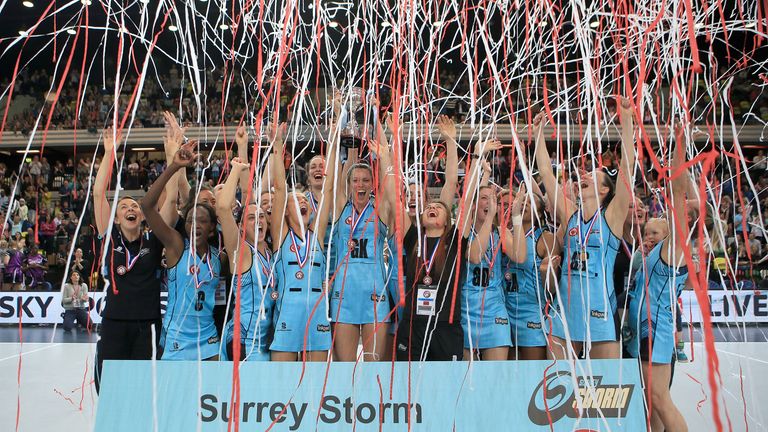 Surrey Storm are two wins away from retaining the Superleague trophy