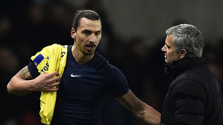 Ibrahimovic speaks with former Chelsea manager Jose Mourinho