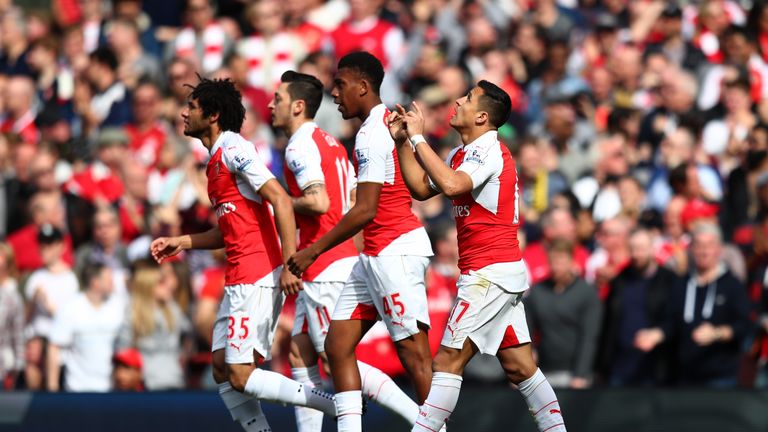 Sanchez celebrates his first-half strike