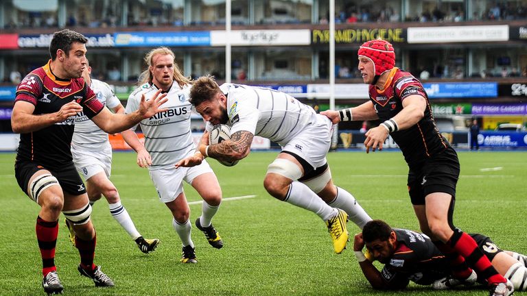 Josh Turnbull powers his way towards Cardiff's first try