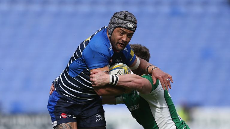 Sam Tuitupou is brought down by the London Irish defence