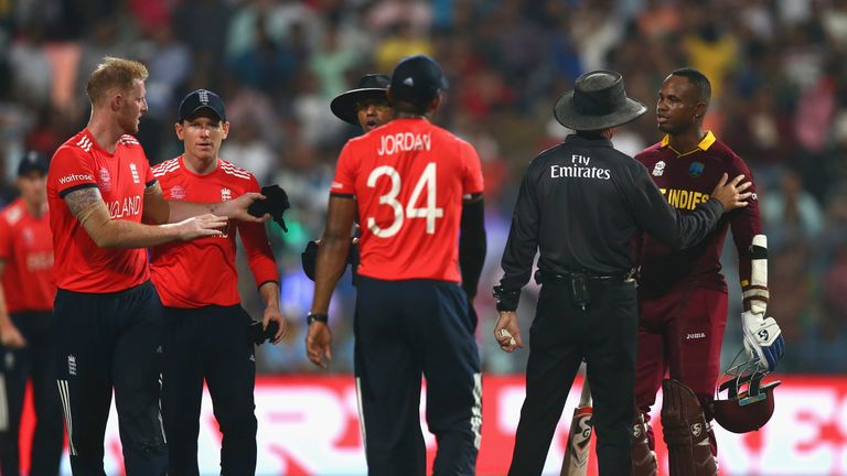 Samuels was spoken to by the umpires on the field before being fined