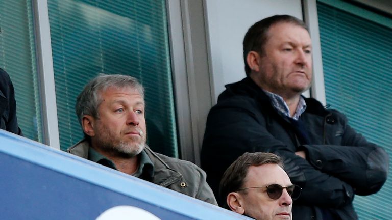 Chelsea owner Roman Abramovich (L) was at Stamford Bridge on Saturday