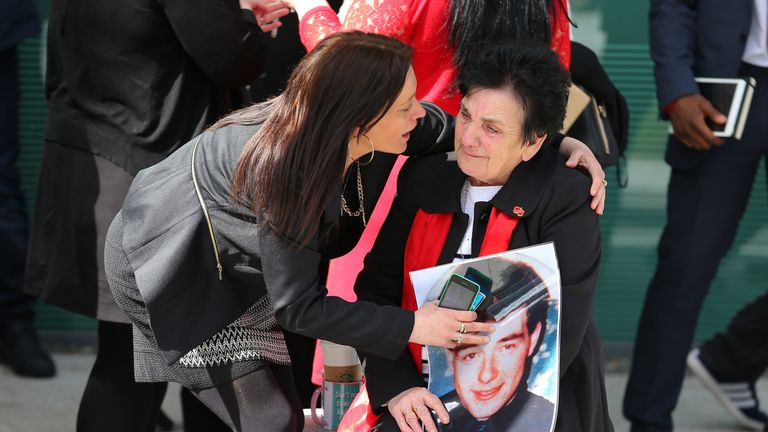 Relatives of Hillsborough victims after hearing the conclusions of the inquests