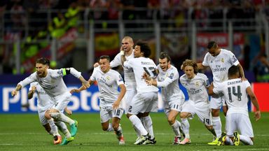 Real Madrid celebrate winning the Champions League