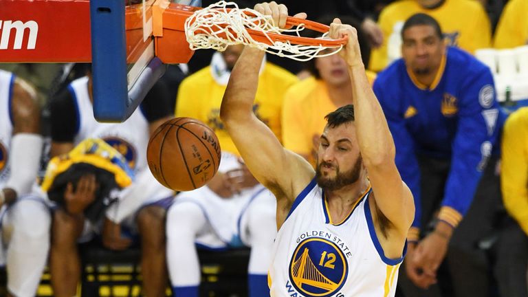 Andrew Bogut of Golden State scored 15 points against Oklahoma