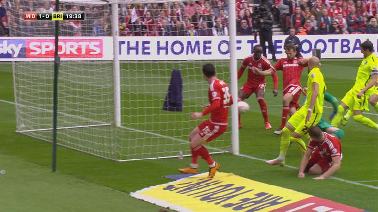 Stuani opens the scoring for Middlesbrough in the promotion showdown at the Riverside