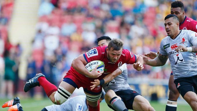 Curtis Browning was in the thick of the action for the the Reds against the Sunwolves on Saturday 