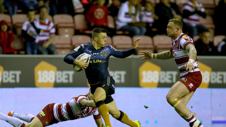 Jamie Shaul bursts through to score for Hull FC against Wigan on Friday night