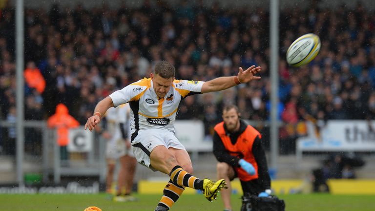 Jimmy Gopperth  of Wasps kicks a conversion