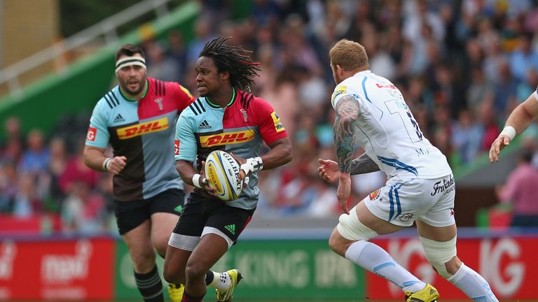 Marland Yarde takes on the Exeter defence