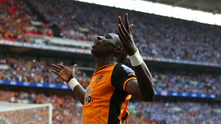 Hull City's Mohamed Diame celebrates scoring during the Championship play-off final win