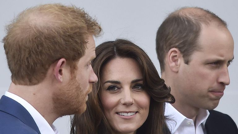Prince Harry (L) and the Duke and Duchess of Cambridge are backing Team GB to #BringOnTheGreat