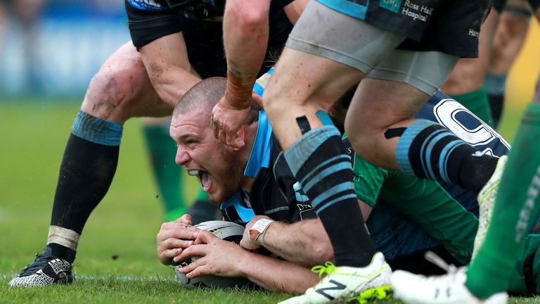 Gordon Reid celebrates scoring his second-half try